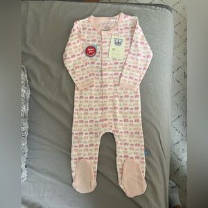 Magnetic Me Pink Dancing Elephant Print organic cotton footie